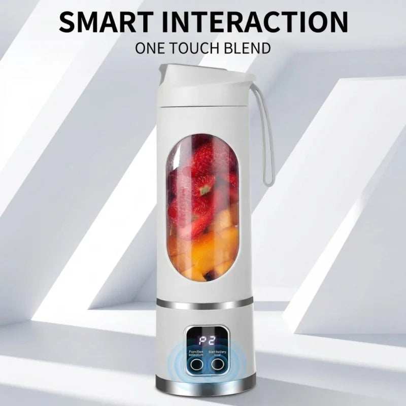 Portable USB Rechargeable Mini Blender & Juicer with Digital Display & 12-Blade System - Suitable for Travel, 3 Modes, USB- Oper