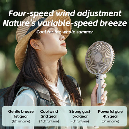 New Portable Folding Handheld Fan 3000mAh Desktop Rechargeable Fan Angle Adjustable for Home Outdoor Travel Camping