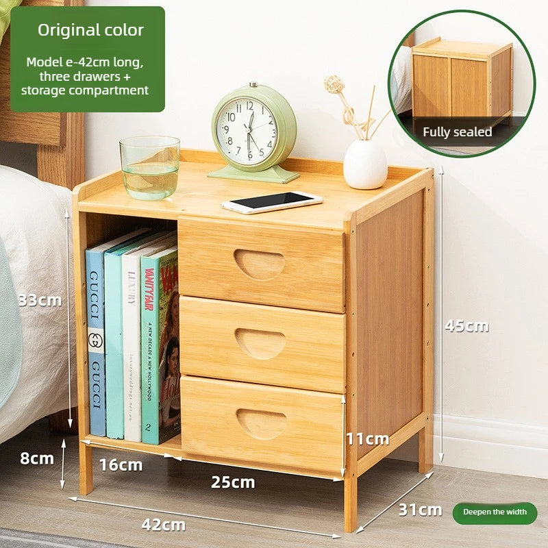 Simple solid wood bedside table, multi-layer drawer small cabinet, light luxury storage cabinet, simple bedside storage cabinet