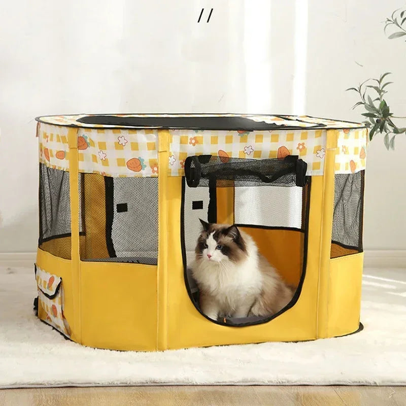 Foldable Pet Playpen - Portable Cat Delivery Room Tent Indoor Outdoor Dog Kennel Crates Pet Birthing Center Essential Supplies