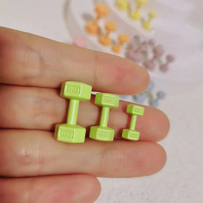 [JN] 1Pcs 1/12 Dollhouse Miniature Barbell Dumbbells Fitness Gym Mini Dumbbells Model Toys Weights Lifting Equipment Accessories