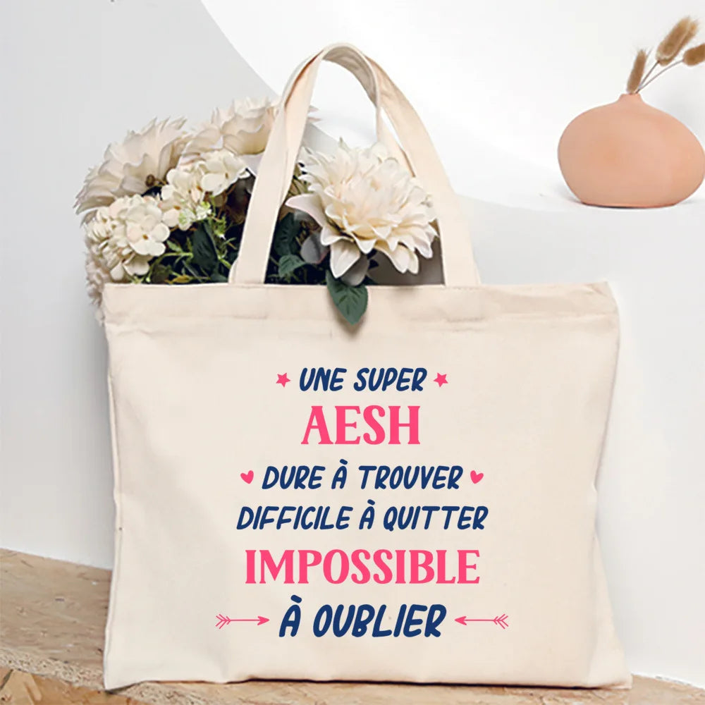 Merci Aesh French Printed Women Tote Bag Canvas Shopping Bags Female Shoudler Bag  Travel Handbag Graduate Thanks Gift for Aesh