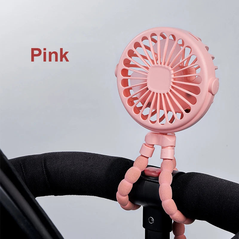Portable Clip Fan Mini Stroller Fan USB Rechargeable Baby Stroller Octopus Fan 360° Rotate Outdoor Tripod Fan Small Clip Fan