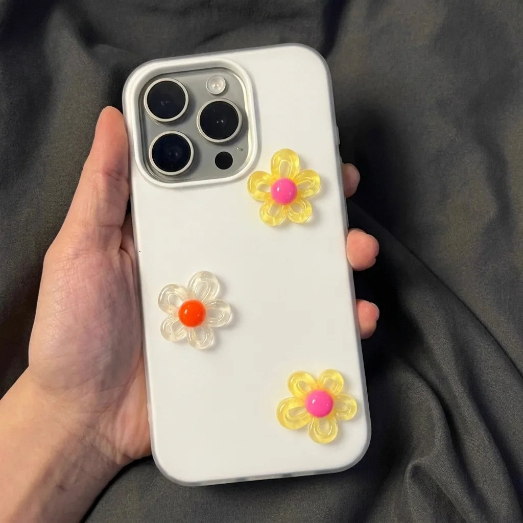 White With 3D Diy Colorful Flower Lanyard Phone Case For Xiao Mi 15T 14T Pro 17 Pro Max 15 Pro 11 Lite 5G Shockproof Soft Funda
