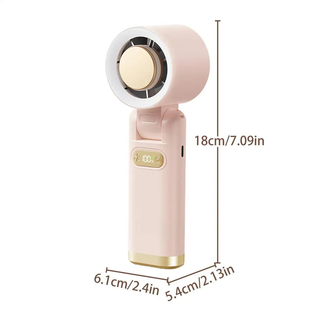 Portable handheld fan Handheld 5 Speeds LED Lights Foldable Rechargeable Device Personal Fan LED light folding cooling fan