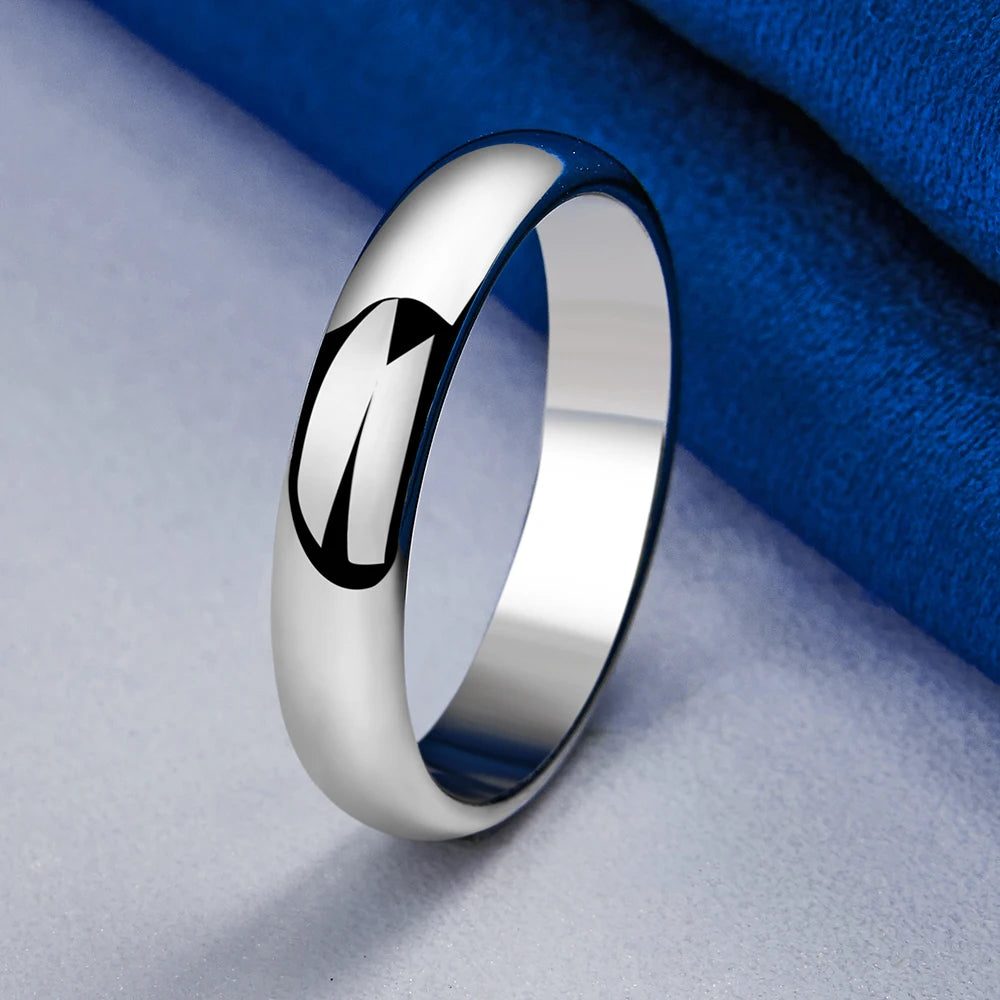 925 Sterling Silver Simple Polished Ring For Fashion Women Charm Wedding Party Gift Jewelry