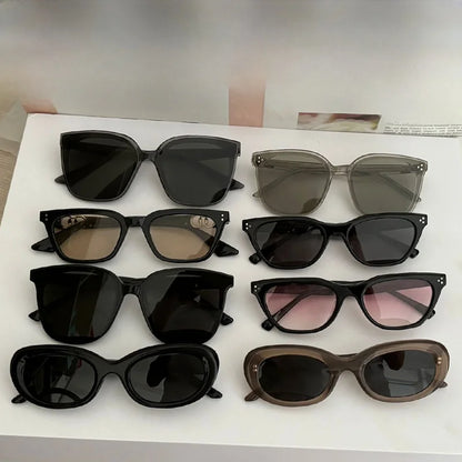 GAMBLE MONSHER Driving Sunglasses Women's UV Protection Large Small Faces Sunscreen Fashionable round Frame Glasses