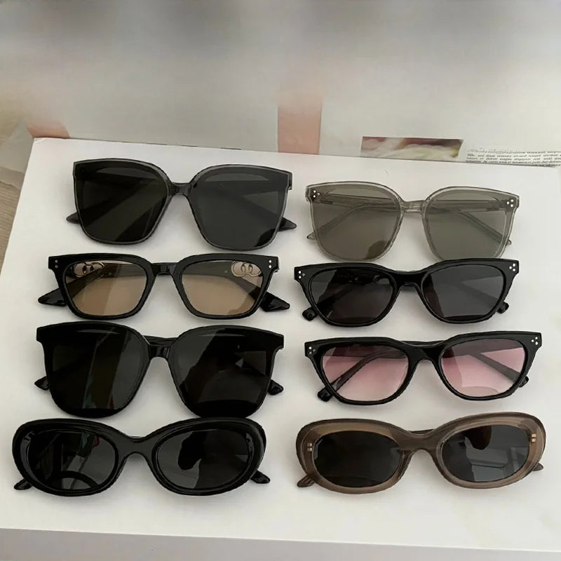 GAMBLE MONSHER Driving Sunglasses Women's UV Protection Large Small Faces Sunscreen Fashionable round Frame Glasses