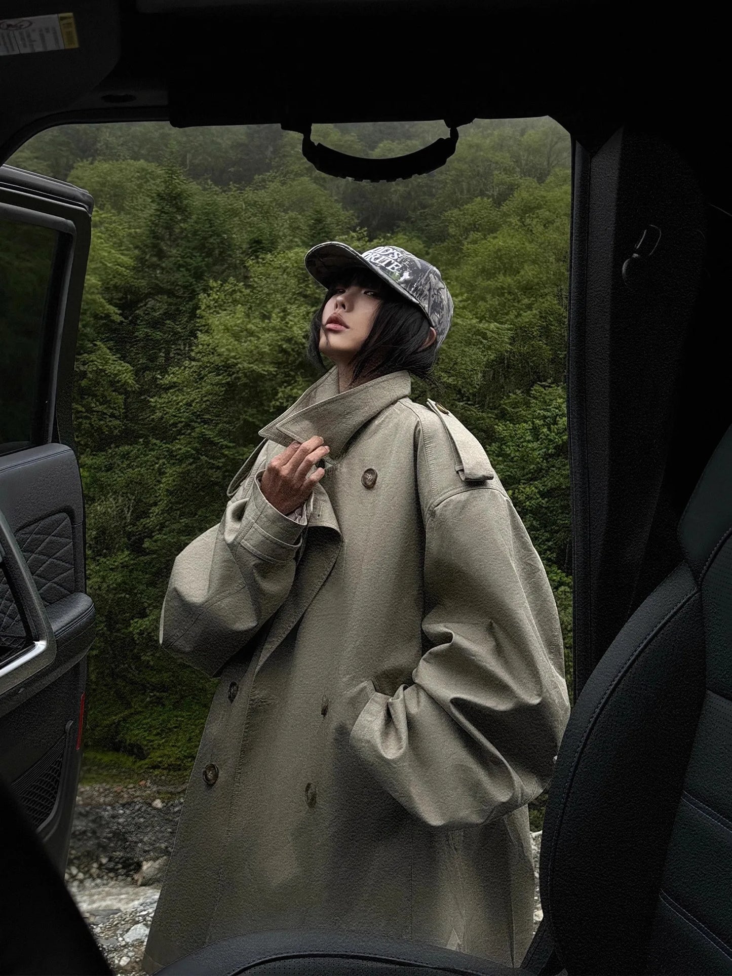 Lautaro Spring Autumn Oversized Trench Coat for Women Double Breasted Loose Casual Flowy Korean Fashion Clothes Overcoat 2025