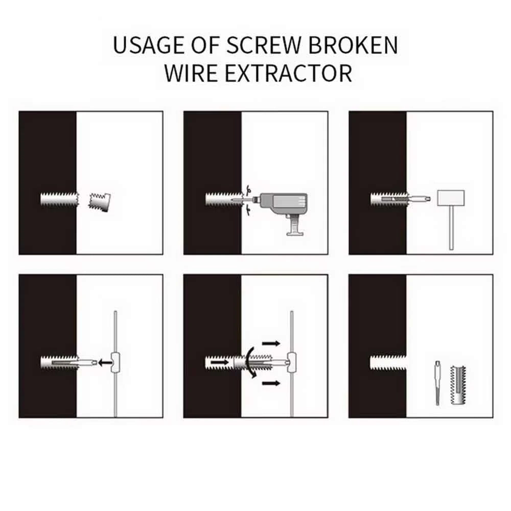 5pcs/6pcs Damaged Broken Screw Remover Extractor,Drill Bits Steel Durable Easy Out Remover Tool,Works on Wood and Machine Screws