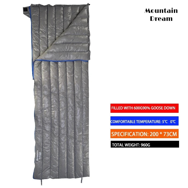 Outdoor Camping Sleeping Bag 90% Goose Down Adult Envelope Type Ultralight Portable Sliping Down Sleeping Bag Hiking Warm Bag