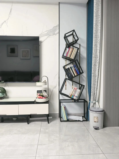 Modern Living Room Decor Iron Art Shelf Office Study Bookcase Multi-layer Storage Rack for Organizing Books And Decorations