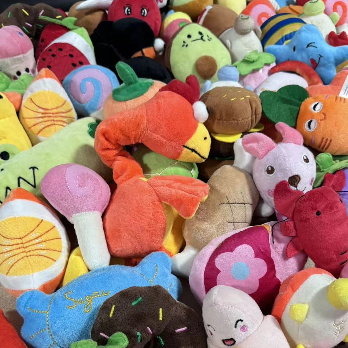 Dog Squeaky Toys Plush Animal Fruit Food Toy Durable Chew Interactive Toys Small Medium Dogs Cats Puppy Pet Supplies