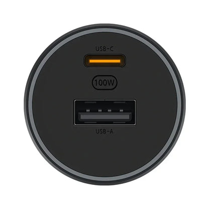 Xiaomi 100W Car Charger Dual USB Quick Charge Mi Car Charger USB-A USB-C Dual Output LED Light With 5A Cable