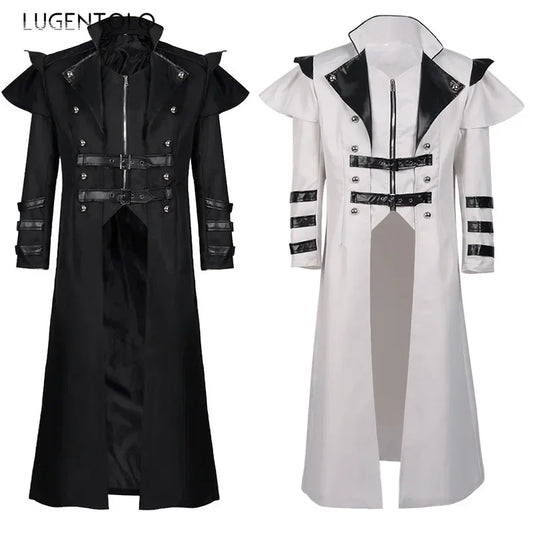 Men Medieval Gothic Trench Long Coats Court Costume Retro Casual Women Button Zipper Loose Party Bloodsucker Clothing