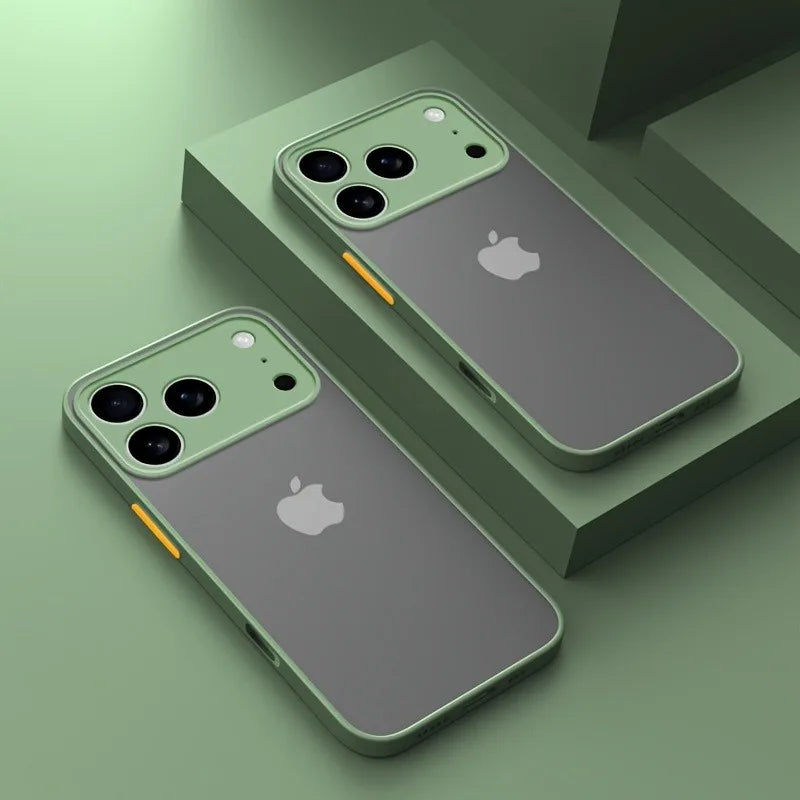 Translucent Armor Phone Case For iPhone 17 16 14 13 15 Pro Max Hard PC Cases For iPhone17 15 Pro Max Shockproof Matte Back Cover