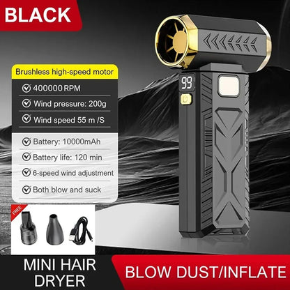 Upgraded 400000RPM Jet Fan M18 Brushless Blower - Powerful Portable Electric Dust Cleaner with Type-C Charging, 53m/s Turbo Fan