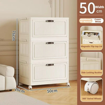 Storage Cabinet Foldableing Storage Box Home Living Room Toy Cabinet Storage Rack Snack Cabinet Organizer Box Kitchen Storage Cabinet Folding Storage Cabinet Organizer