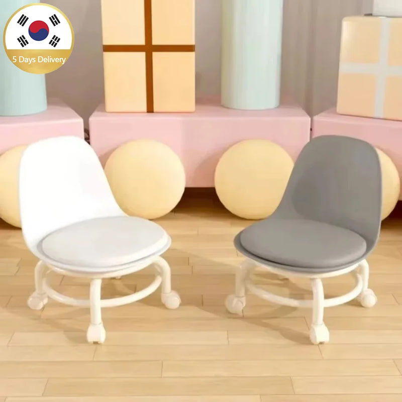 Household Backrest Pulley Low Stool Waist Protection 360 Degree Rotating Versatile Round Stools Modern Simple Universal Wheel