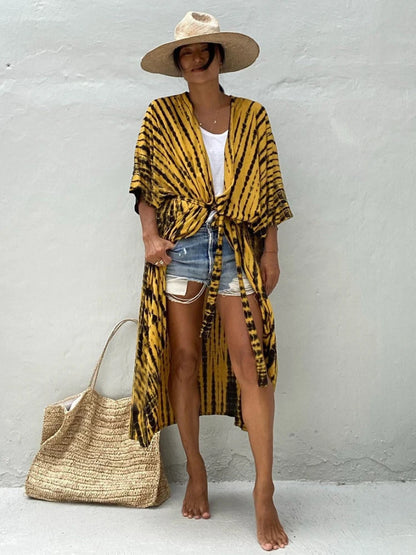 Bikini Cover Ups for Swimwear Women Printed Beach Kimono Self Belted Loose Wrap Beachwear Bathing Suit Dropshipping 22 Colors