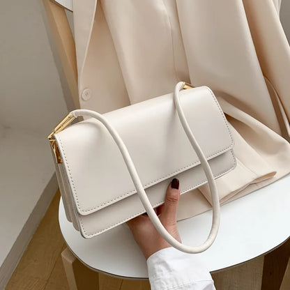 New Women's Fashion Handbags Retro Solid Color PU Leather Shoulder Underarm Bag Casual Women Hobos Handbags сумка женская Trend