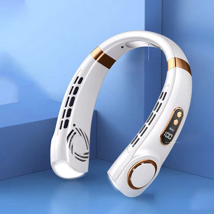 JKUOO Neck Fan Rechargeable, Personal Portable Fan Battery Operated, Hands Free Wearable USB Neck Cooling Fan for Indoor Outdoo