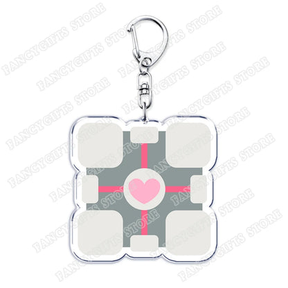 Popular Video Game Keychains for Accessories Bag Glados Aperture Laboratories Science Keyrings Jewelry Gamer Fans Gaming Gifts