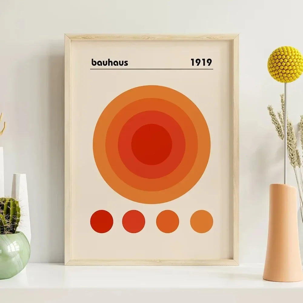 Modern Gallery Wall Art  Picasso Bauhaus Orange Exhibition Canvas Painting Posters for Living Room Home Decor  Stylish Prints fo