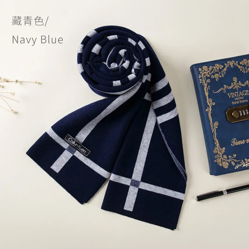 High Quality Wool Men Scarf Autumn Winter Classic Business Thermal Muffler Male Soft Korean Version Long Thick Warm Shawl No Box