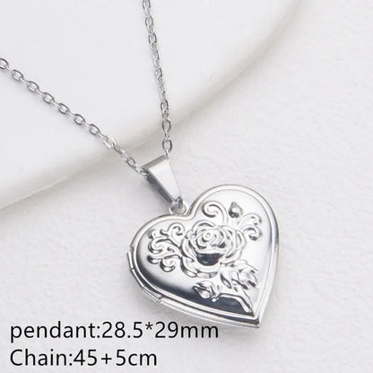 Openable Photo Picture Locket Necklace DIY Necklace Valentine's Day Heart Locket Necklace Friendship Necklace