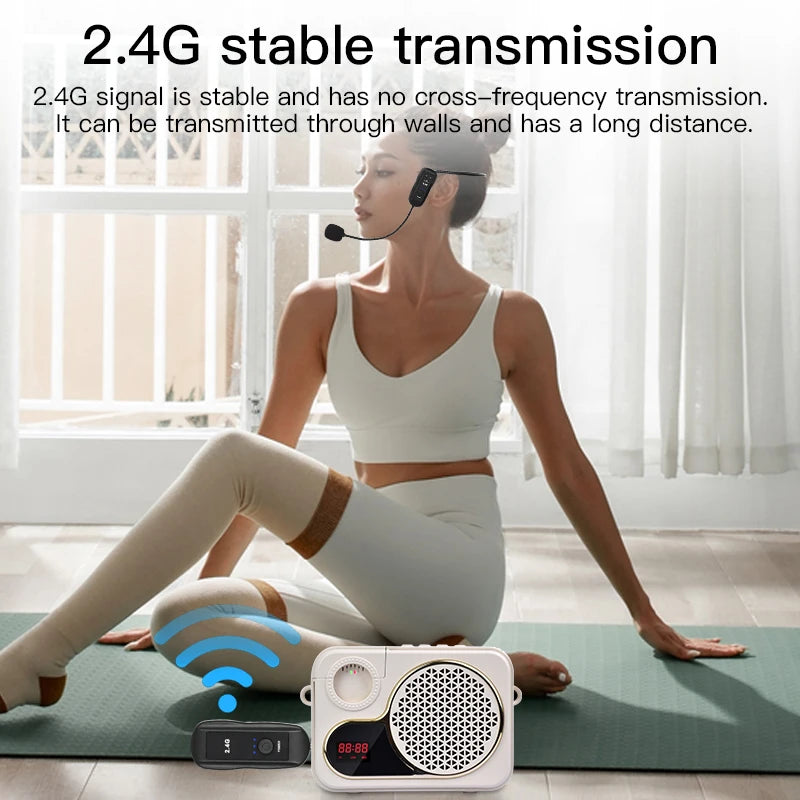 2.4G Head-mounted Wireless Lavalier Microphone Set Transmitter with Receiver for Amplifier Voice Speaker Teaching Tour Guide