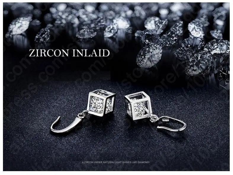 Hot Sale Big Promotion 925 Sterling Silver Jewelry Set Wedding Accessories Shiny Crystal Pendant Necklace Earrings
