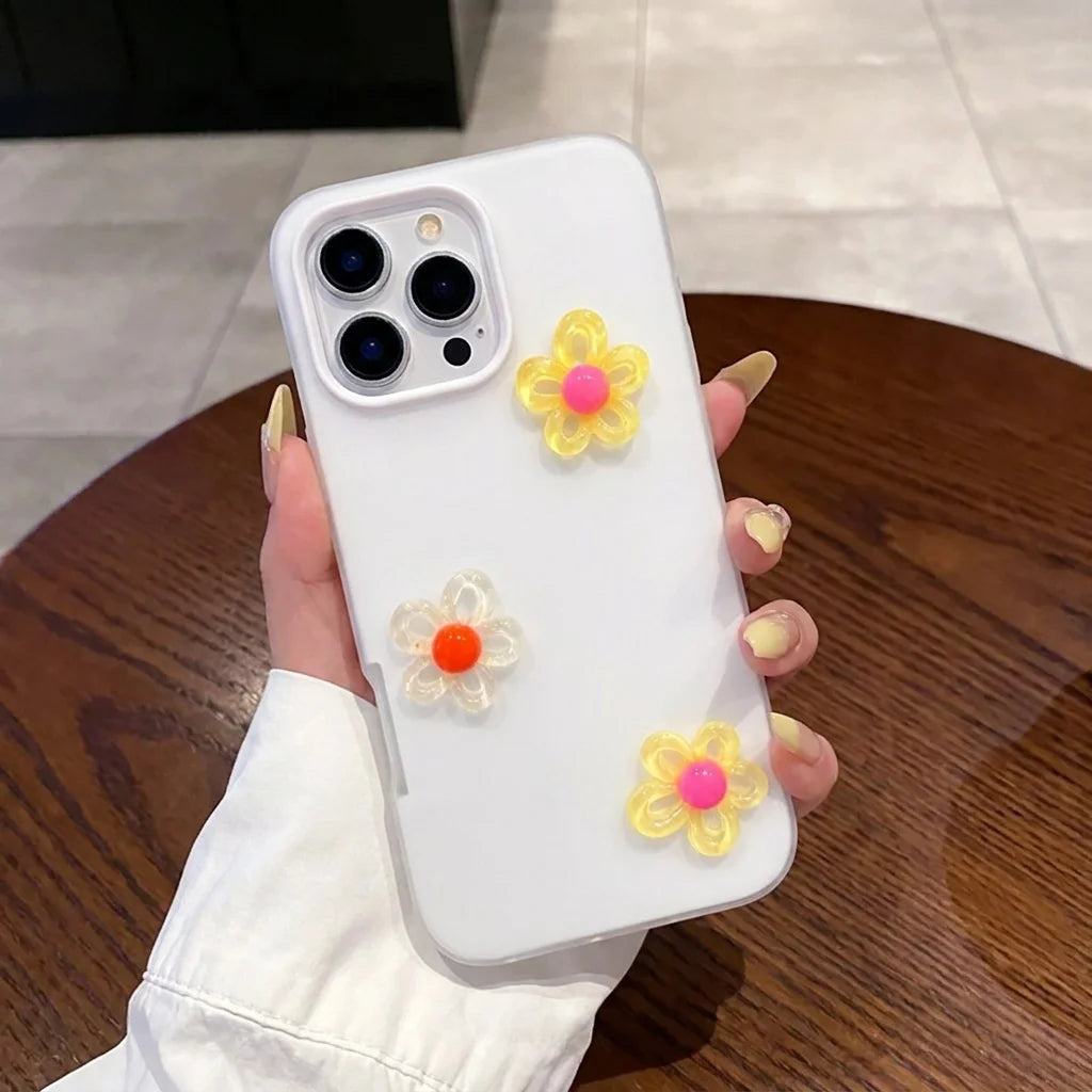 White With 3D Diy Colorful Flower Lanyard Phone Case For Xiao Mi 15T 14T Pro 17 Pro Max 15 Pro 11 Lite 5G Shockproof Soft Funda