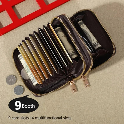 Womens Credit Card Wallet, Large Capacity Multi Card Case Wallet With ID Window, Zipper Card Cases Holder