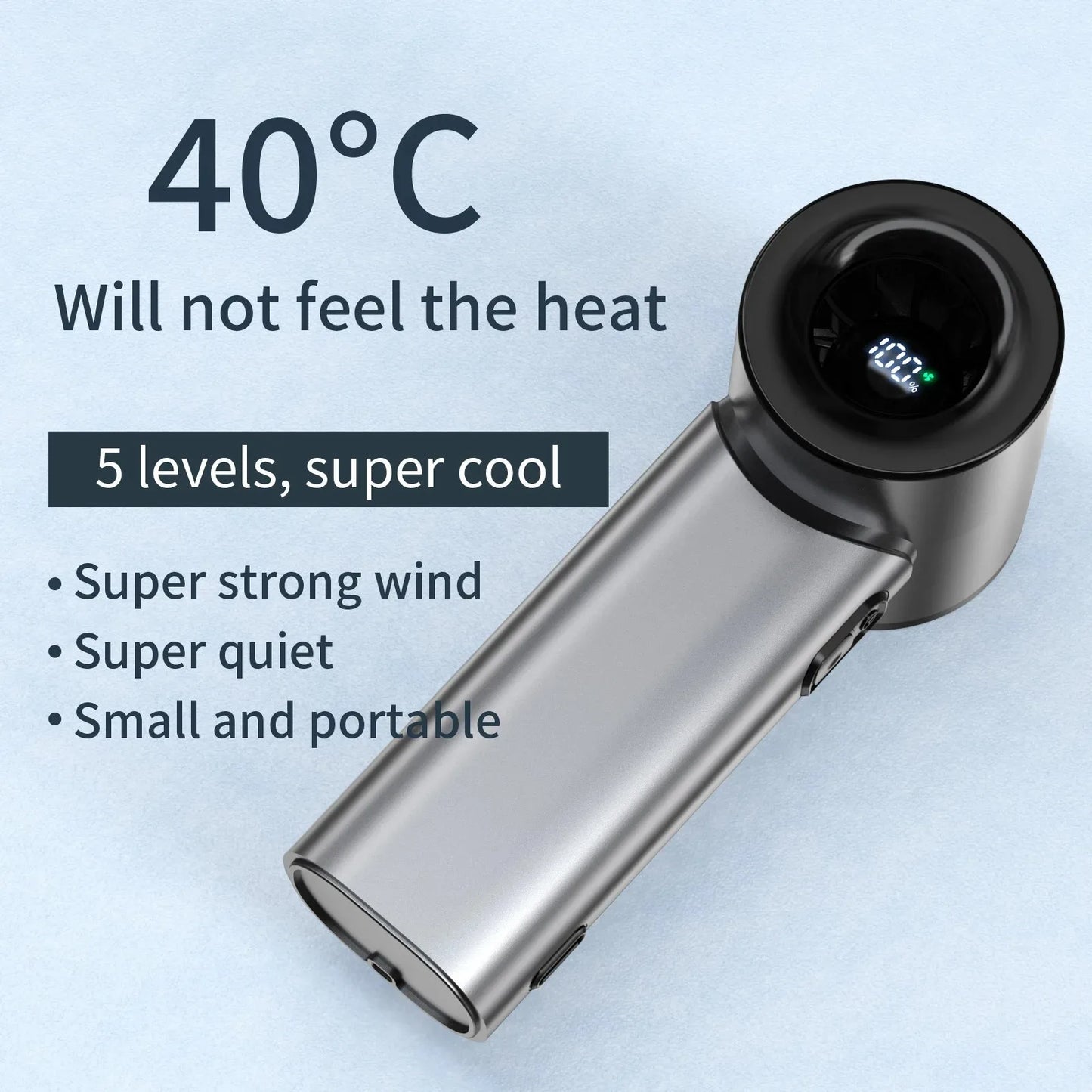Portable Handheld Fan Mini Personal Highspeed Fan for Travel Outdoor Activities USB Fast Charging Mute Air Calculating Fan
