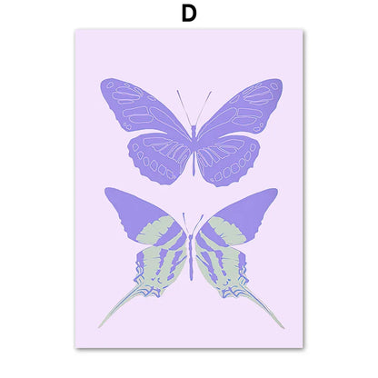 Danish Pastel Abstract Posters Print Y2K Aesthetics Butterfly Love Flower Wall Art Canvas Painting Modern Living Room Home Decor