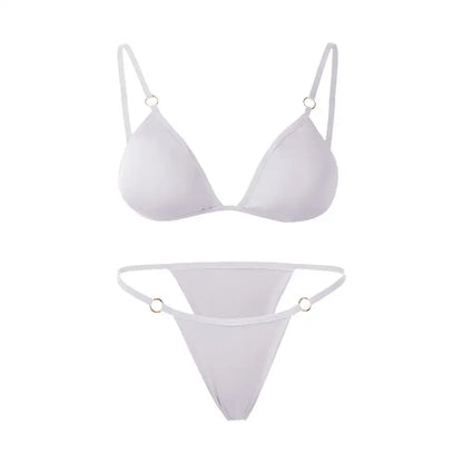Woman Girl Beach Swimsuit Sexy Low Waist Split Swimwear Solid Color Bikini Set Two Piece Sling Backless Metal Buckle