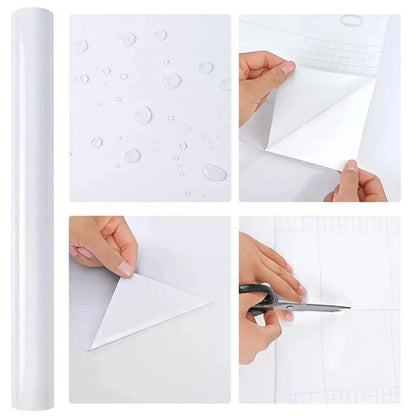 Plain Gloss Paste Wall Stickers PVC Pearl Film Waterproof Wallpaper Room DIY Self-adhesive Wardrobe Kitchen Furnitur Renovation