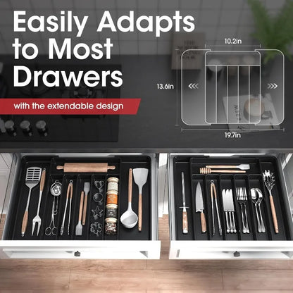 Adjustable Pantry Organizer Utensil Cutlery Drawer  for Forks Knives Silverware Expandable Kitchen Drawer Kitchen Organizer Tray