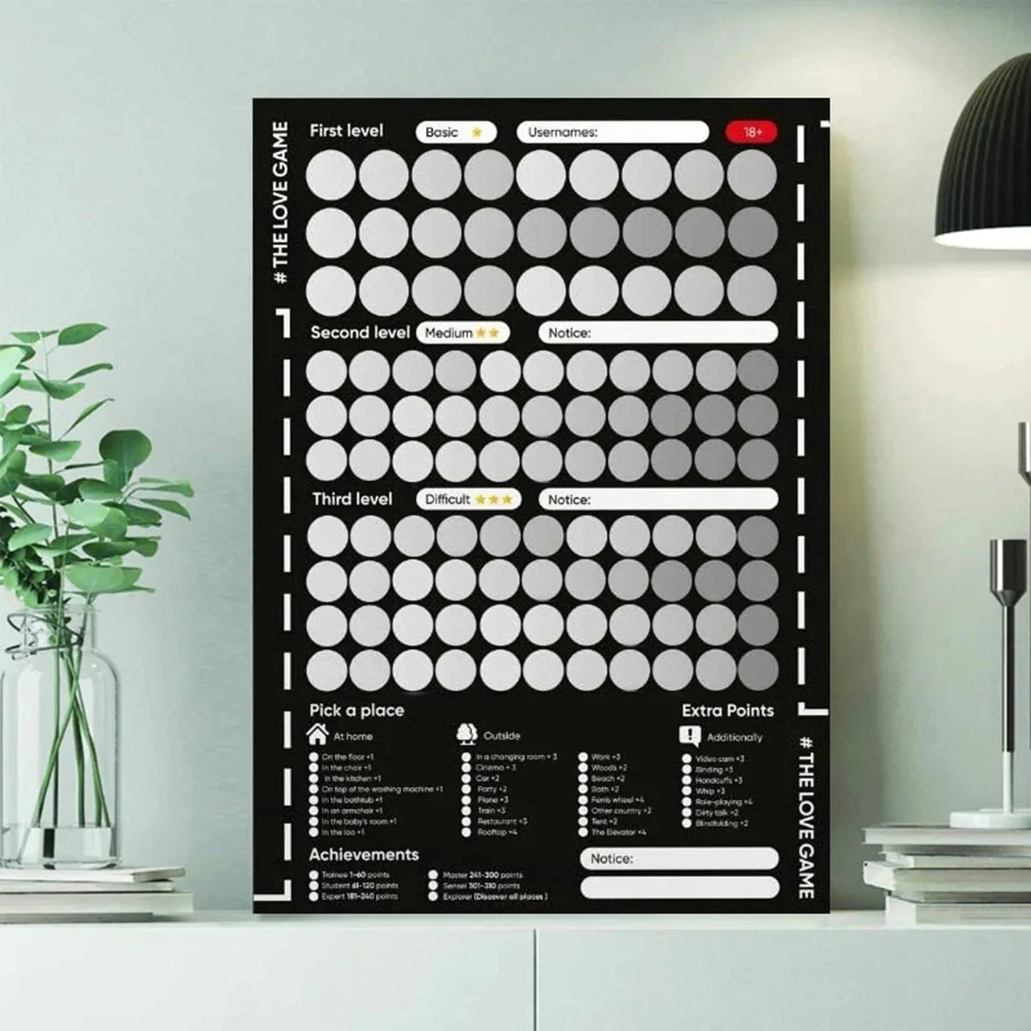 NEW 100 Things To Do Between Couples Couples Games Bedroom Scratch Off Poster 100 Dates Scratch Off List poster  sticker