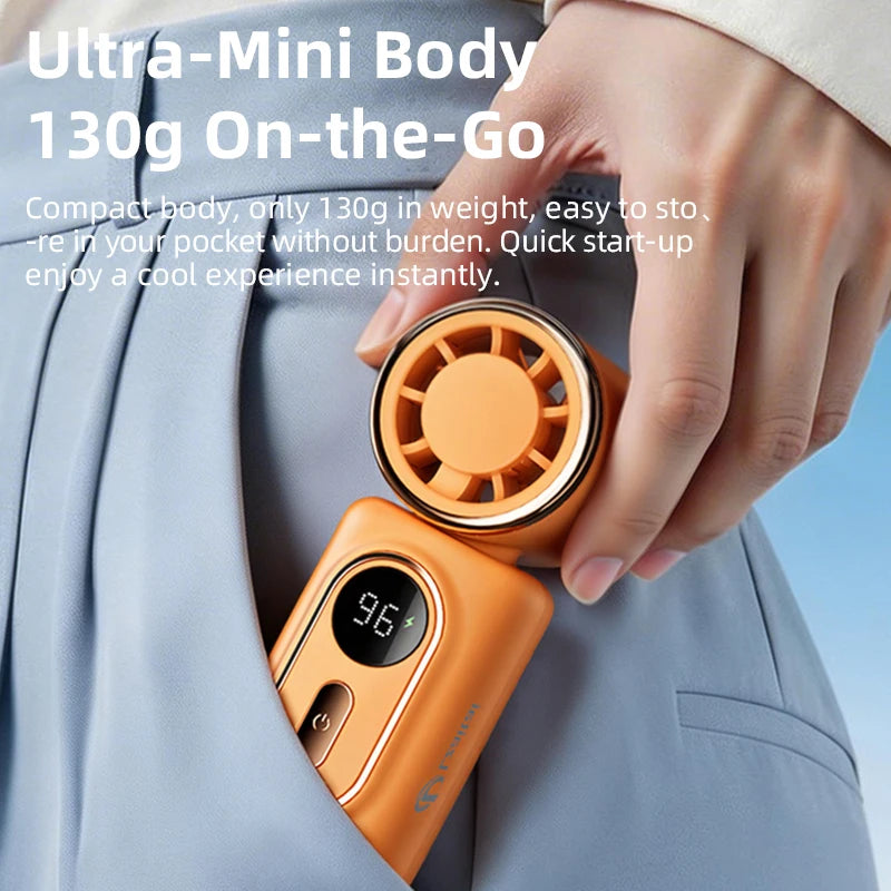 Portable Mini Fan Handheld Small Fan 5 Speed 3000mAh USB Rechargeable LED Display 180° Rotatable Clip Cooling Turbo Fans