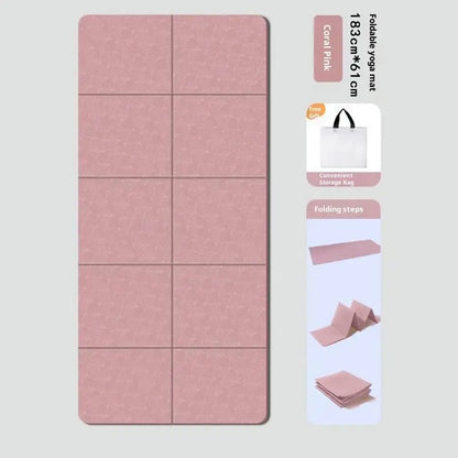 【M】4mm Thick TPE Foldable Yoga Mat 183*61cm Easy Storage For Travel Yoga Pilates Home Exercise Floor Mat