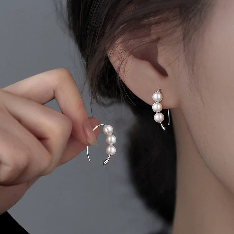 925 Sterling Silver Pearl Earrings for Women Elegant Ear Studs Popular Fine Jewelry Accessories