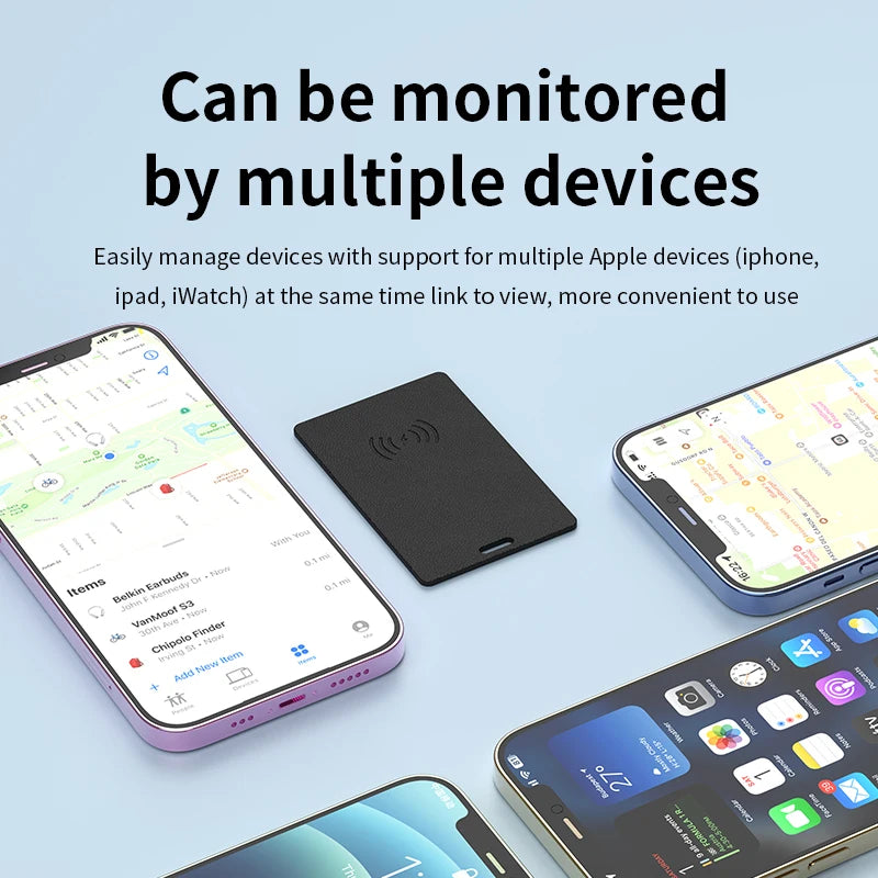 Ultradünne Tracking-Kartenhülle mit Anti-Verlust-GPS-Tracker, intelligenter Standort-Tag für die „Find My“-App auf dem iPhone, kabelloses Laden, IPX6 wasserdicht