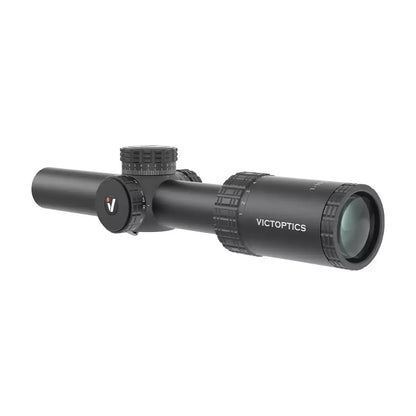 VictOptics S10 1-10x24i Rifle Scope Fiber Reticle 5-Level Illumination Long Eye Relief Wide FOV 1/4 MOA Lock Turret for Hunting