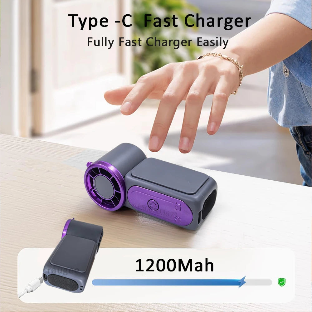 Portable Handheld Fan Mini Perosonal Hand Fan USB Rechargeable Outdoor Travel Hand Fan Digital Display Pocket Fan 100Gear