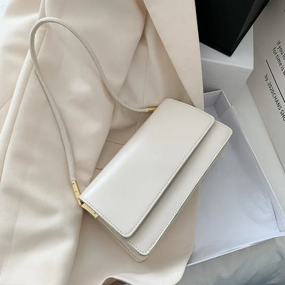 New Women's Fashion Handbags Retro Solid Color PU Leather Shoulder Underarm Bag Casual Women Hobos Handbags сумка женская Trend