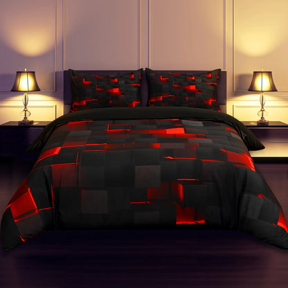 Blue and Black Bedding Duvet Cover Set Light Geometric Bedding Set for Kids Boys Girls Comforter Cover Set Bedspread Cover