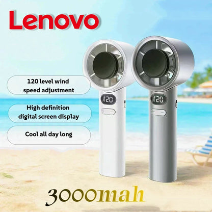 Lenovo 3000mah Handheld Fan LED Digital Display Electric Hand Fans Ice Compress High-Speed Cool USB Rechargeable 2026