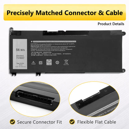 PowerHub 33YDH Battery For Dell Inspiron 15 7577 17 7778 7773 G3 3579 G5 5587 G7 7588 Latitude 3380 3490 3580 3590 15.2V 56Wh